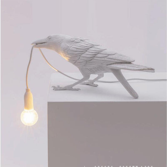 Sculptural Crow Desk Lamp – Standing or Sitting Bird Light