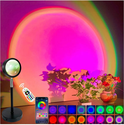 Sunset Projector Lamp – 16-Color RGB Halo Light with Remote & APP Control