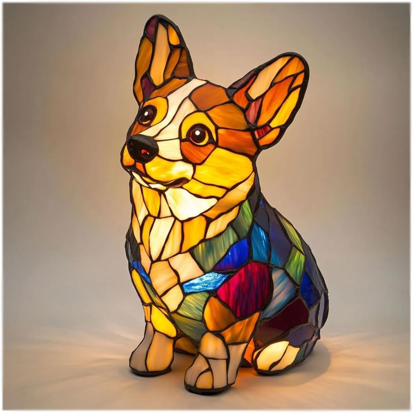 Stained Glass LED Table Lamp – Resin Sculpture