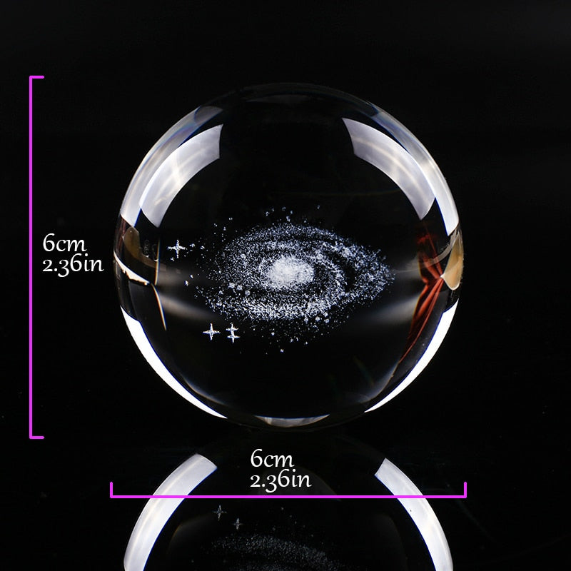 3D Laser Engraved Galaxy Crystal Ball – 6cm K9 Crystal Sphere with Display Base