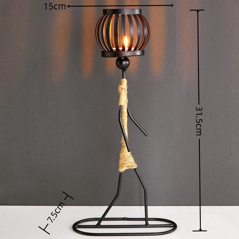 Iron Figurine Candle Lantern – Wrought Iron Tealight Holder Sculpture