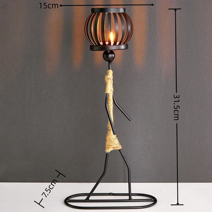 Iron Figurine Candle Lantern – Wrought Iron Tealight Holder Sculpture