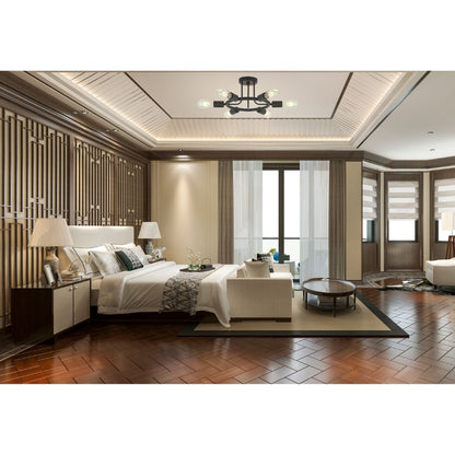 6-Light Black Sputnik Semi-Flush Ceiling Light