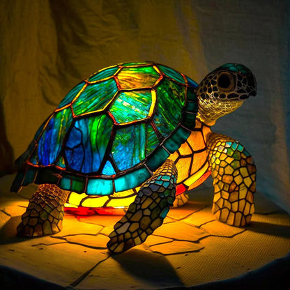 Stained Glass LED Table Lamp – Resin Sculpture