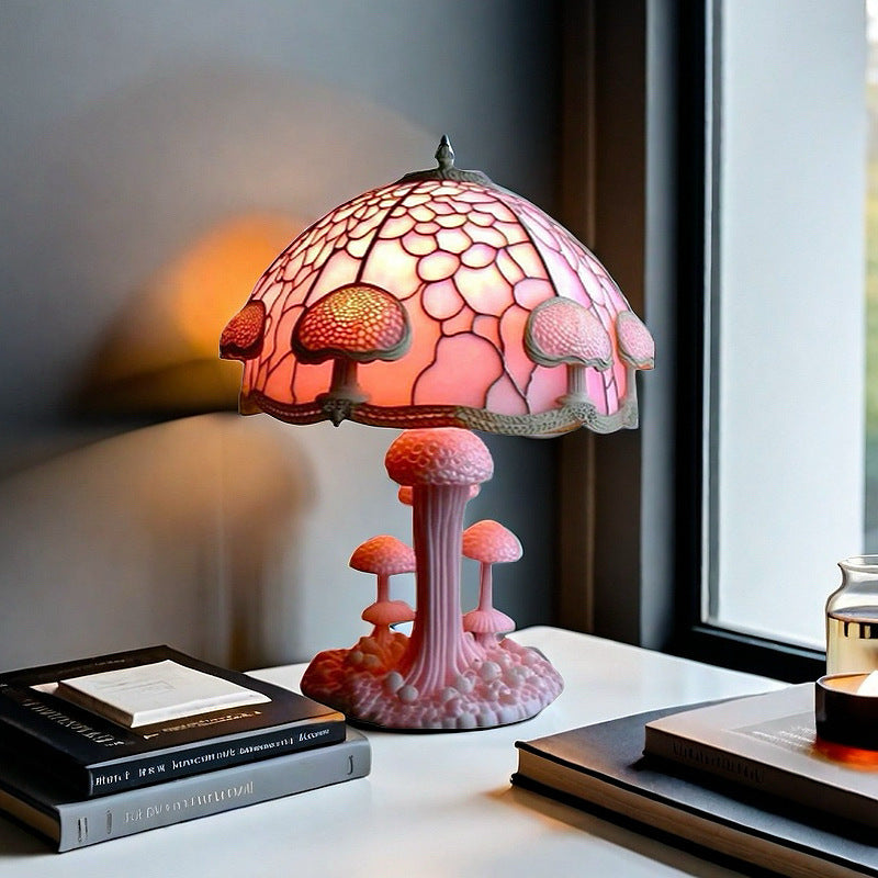 Stained Glass LED Table Lamp – Resin Sculpture