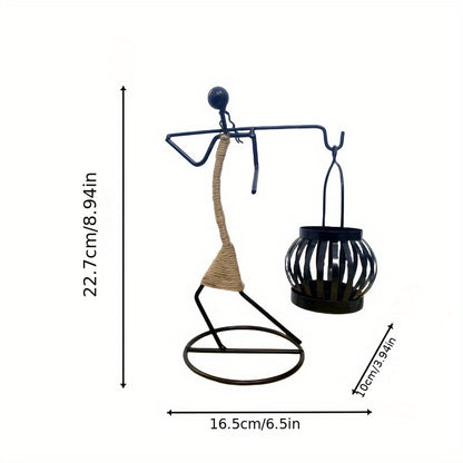Iron Figurine Candle Lantern – Wrought Iron Tealight Holder Sculpture