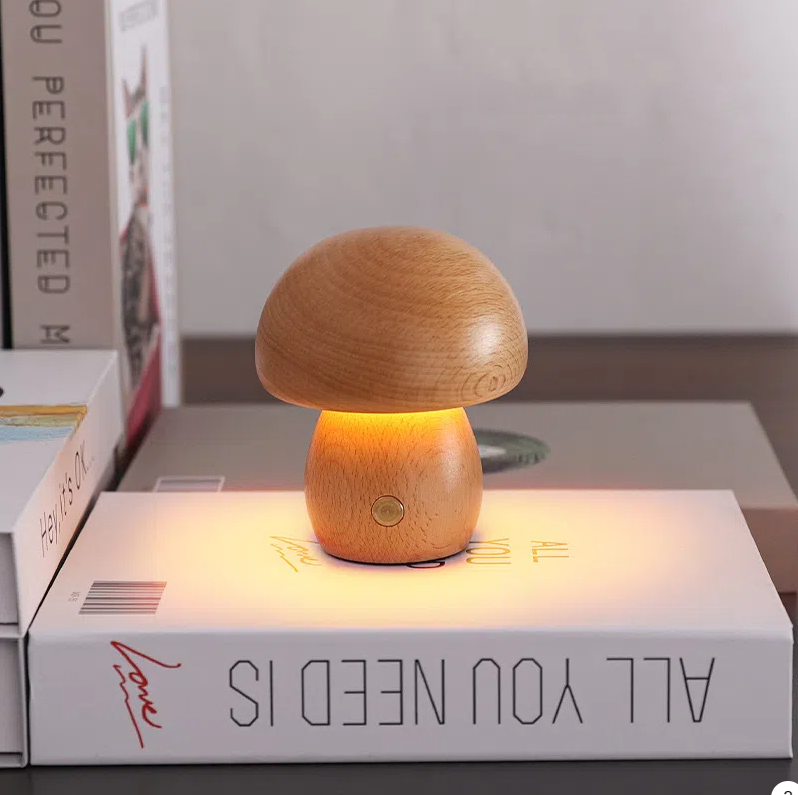 Rechargeable Mushroom Table Lamp – Touch-Controlled Ambient Light