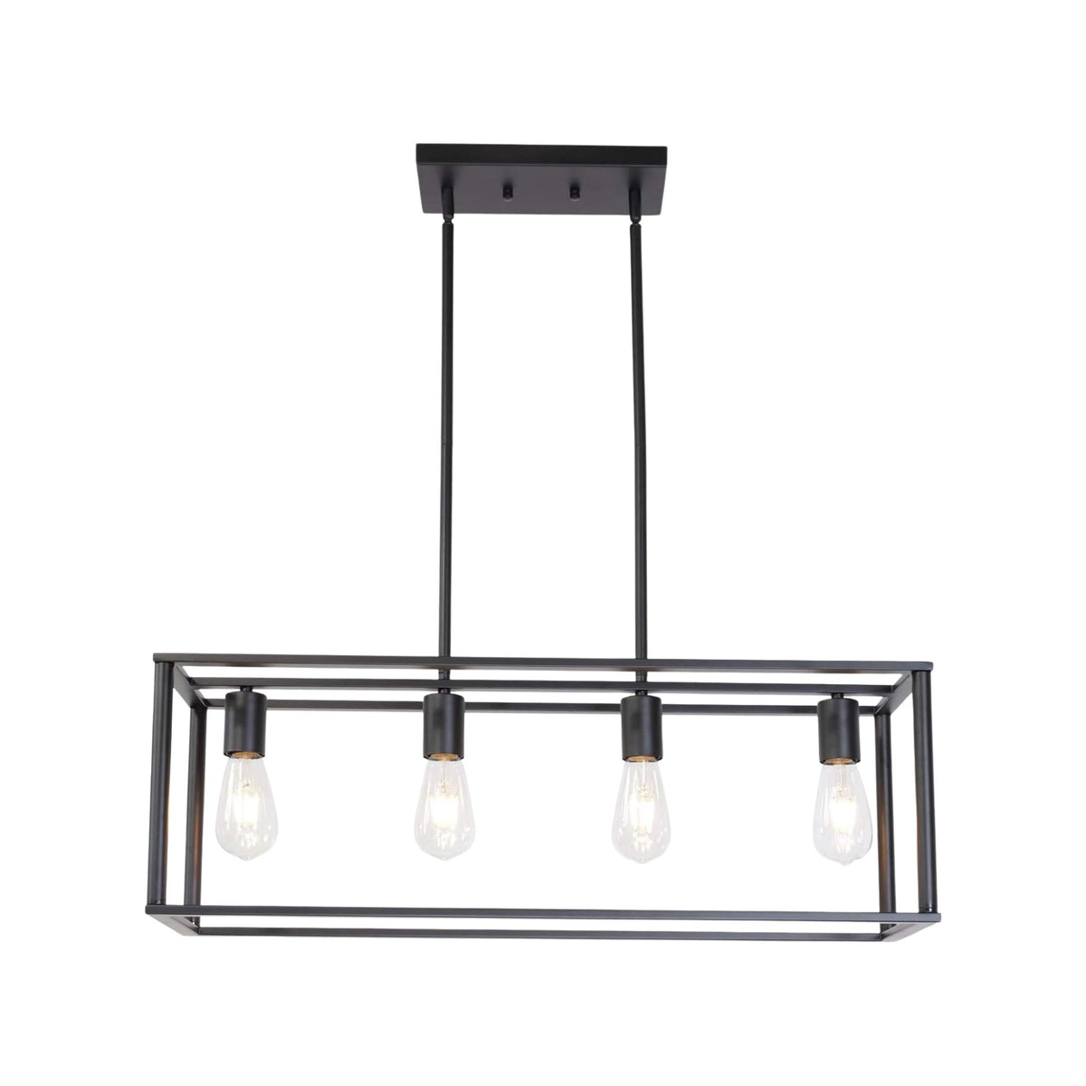 4-Light Black Linear Cage Pendant Light