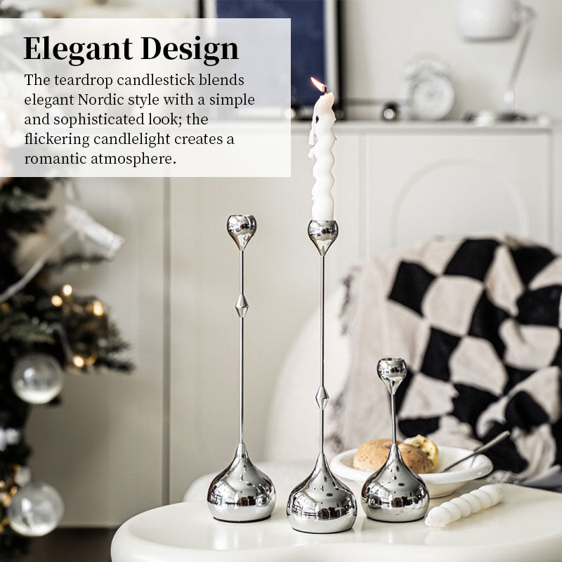 Teardrop Metal Candlestick Set of 3 – Taper Candle Holders