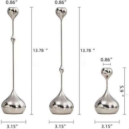 Teardrop Metal Candlestick Set of 3 – Taper Candle Holders