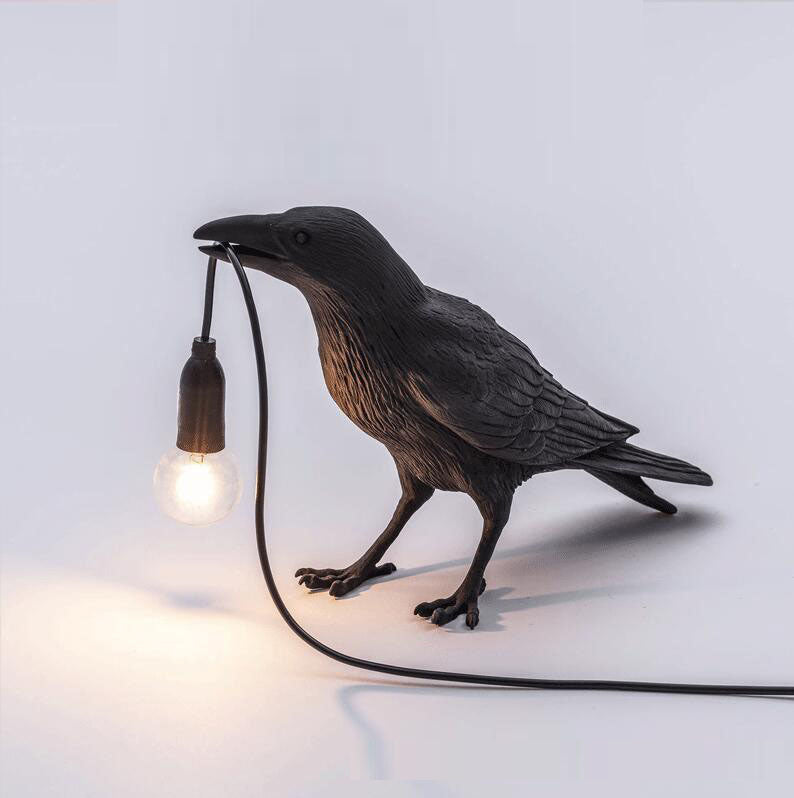 Sculptural Crow Desk Lamp – Standing or Sitting Bird Light