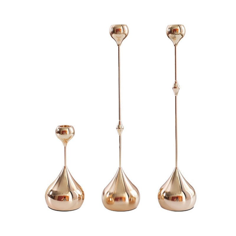 Teardrop Metal Candlestick Set of 3 – Taper Candle Holders