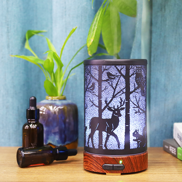 Dark Forest Deer Aroma Diffuser – Iron Art Night Light & Cool Mist Humidifier