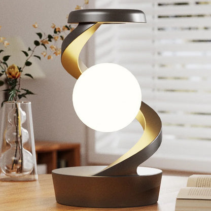 Levitating Moon Lamp – Spinning RGB Spiral Table Lamp with Wireless Charger