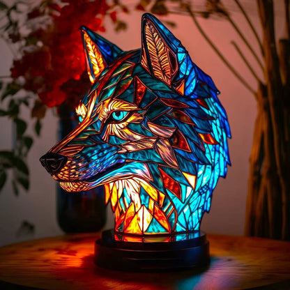 Stained Glass LED Table Lamp – Resin Sculpture