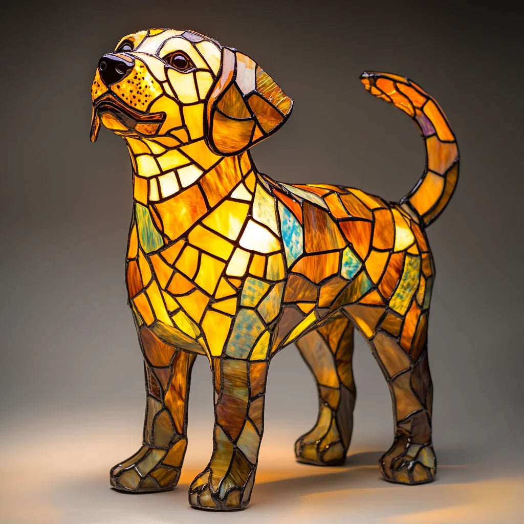 Stained Glass LED Table Lamp – Resin Sculpture