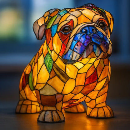 Stained Glass LED Table Lamp – Resin Sculpture