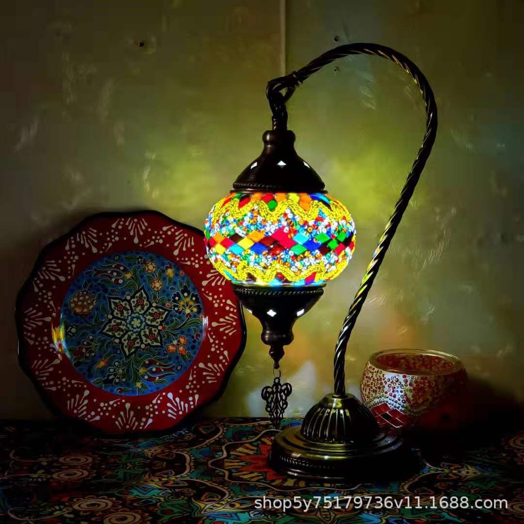 Turkish Mosaic Swan Neck Table Lamp