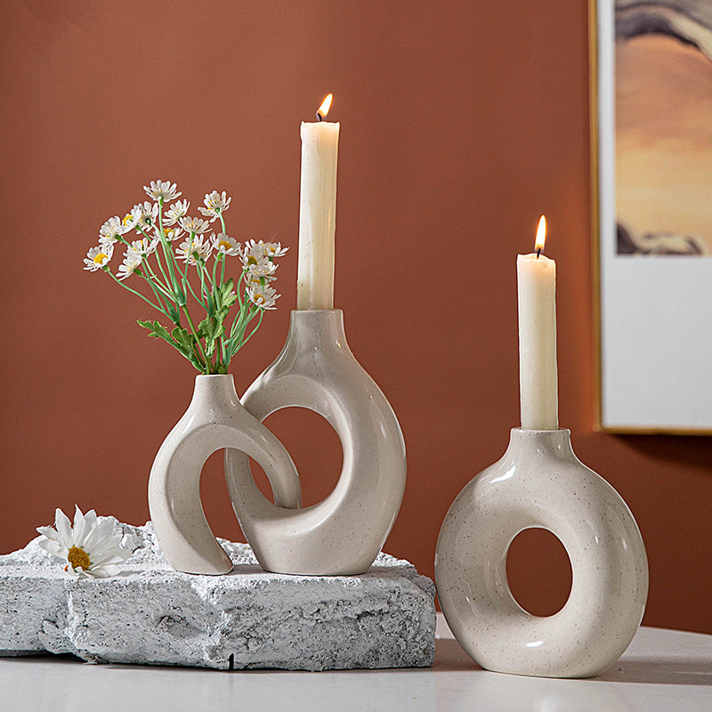 Nordic Ceramic Candle Holder – Snuggle Set or Donut Style