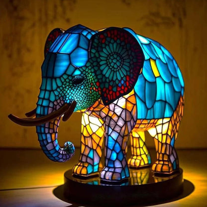 Stained Glass LED Table Lamp – Resin Sculpture