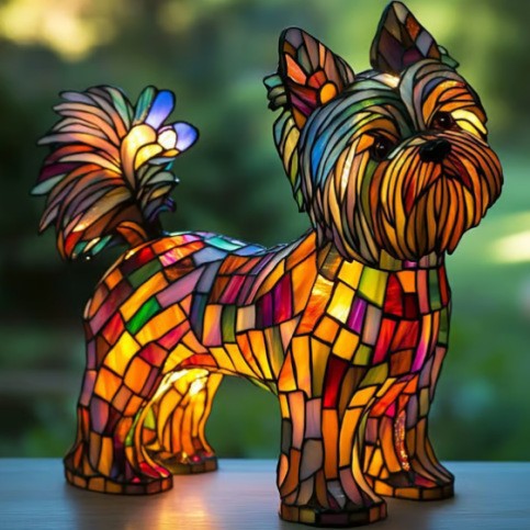 Stained Glass LED Table Lamp – Resin Sculpture