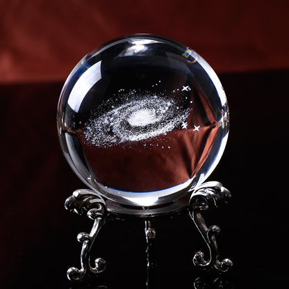 3D Laser Engraved Galaxy Crystal Ball – 6cm K9 Crystal Sphere with Display Base