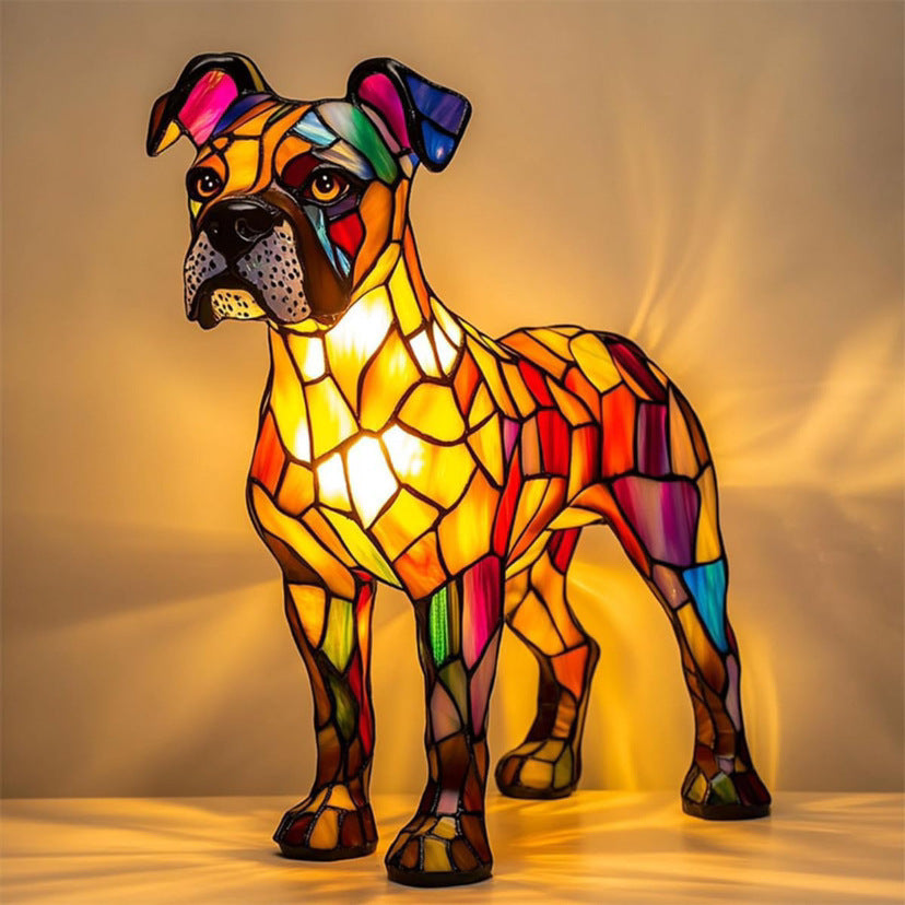 Stained Glass LED Table Lamp – Resin Sculpture