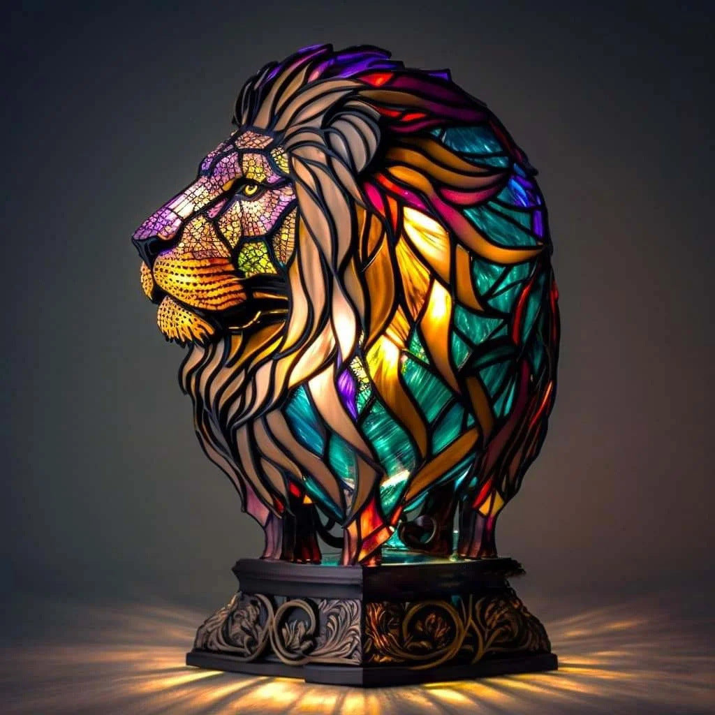 Stained Glass LED Table Lamp – Resin Sculpture