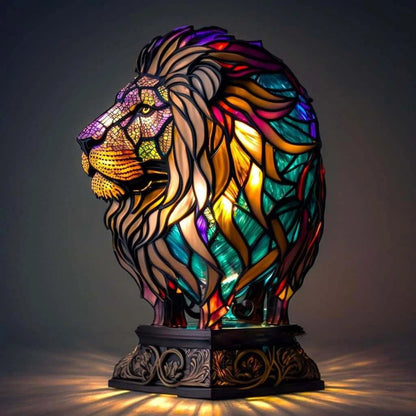 Stained Glass LED Table Lamp – Resin Sculpture