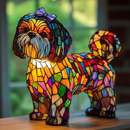Stained Glass LED Table Lamp – Resin Sculpture