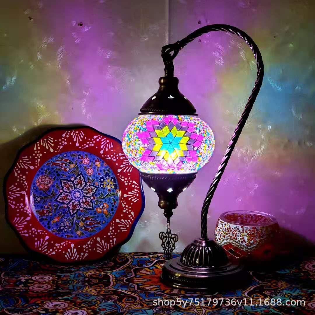 Turkish Mosaic Swan Neck Table Lamp