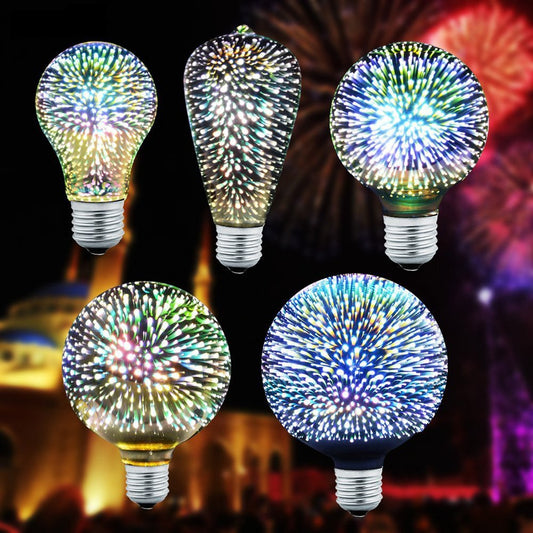 3D Fireworks LED Bulb – E27 Decorative Vintage Bulb | A60 ST64 G80 G95 G125