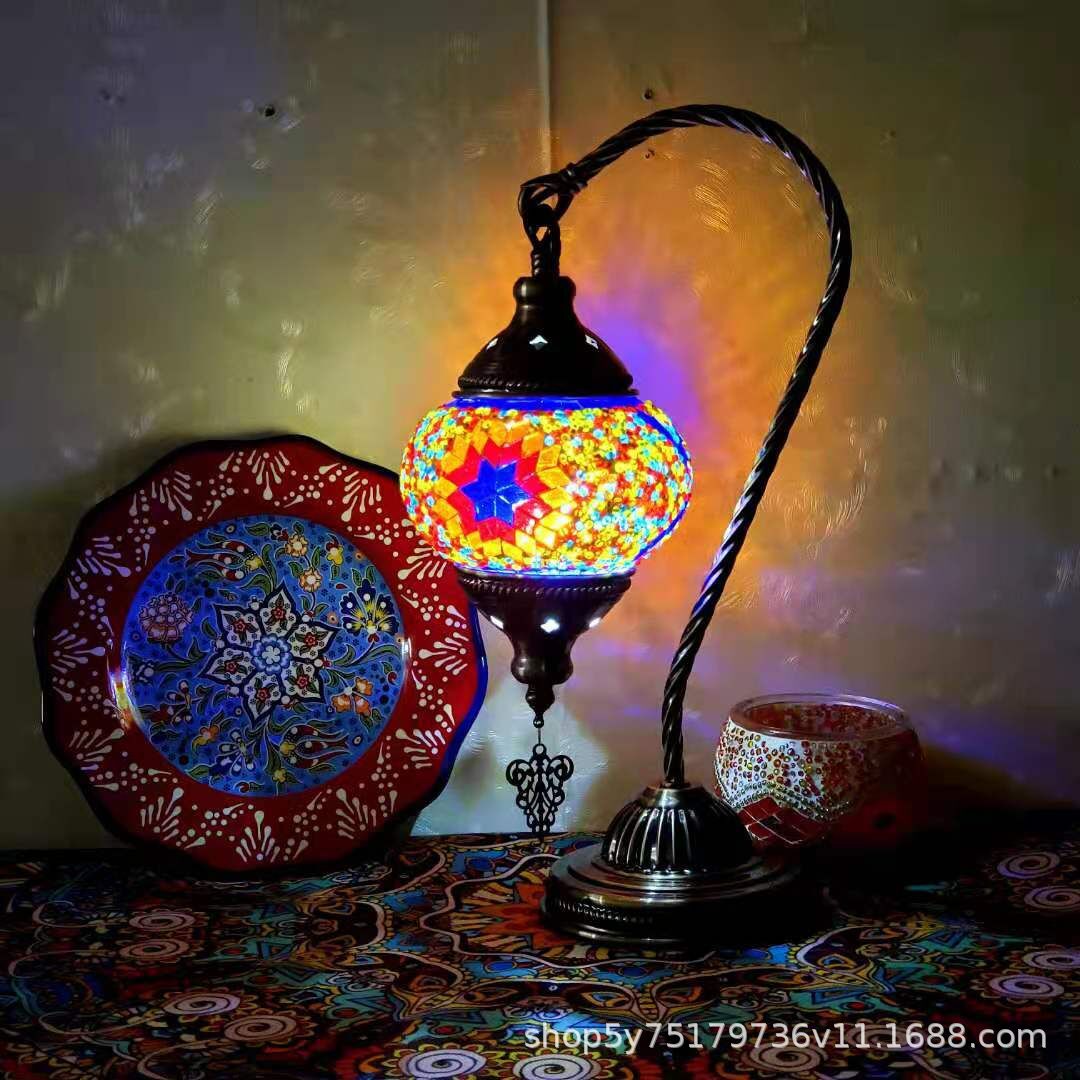 Turkish Mosaic Swan Neck Table Lamp