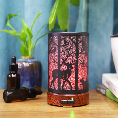 Dark Forest Deer Aroma Diffuser – Iron Art Night Light & Cool Mist Humidifier