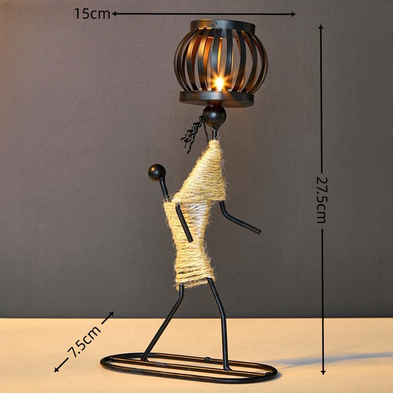 Iron Figurine Candle Lantern – Wrought Iron Tealight Holder Sculpture