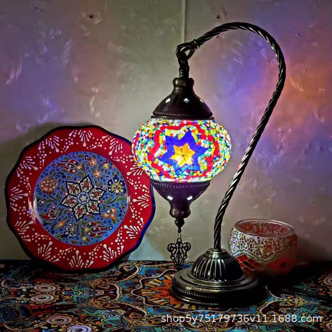 Turkish Mosaic Swan Neck Table Lamp