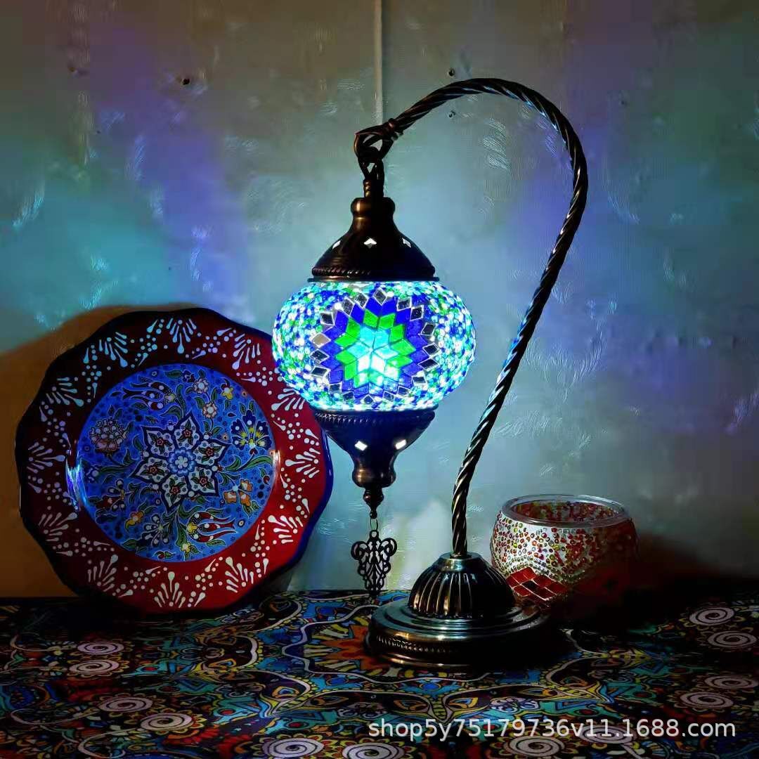 Turkish Mosaic Swan Neck Table Lamp