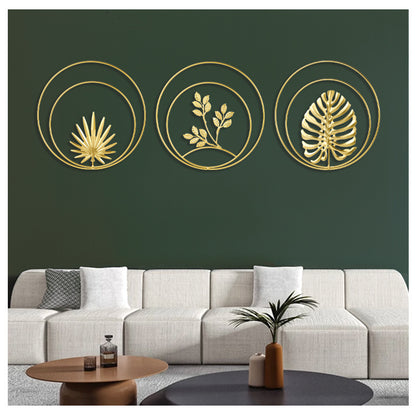 Golden Botanical Metal Wall Art – Sculptural Leaf Décor
