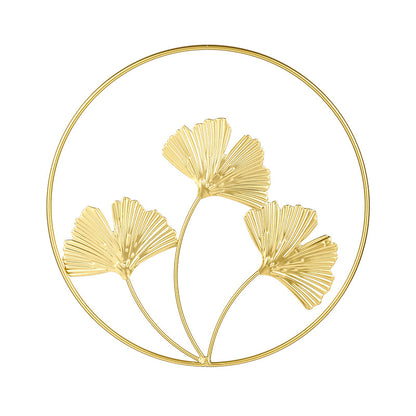 Golden Botanical Metal Wall Art – Sculptural Leaf Décor