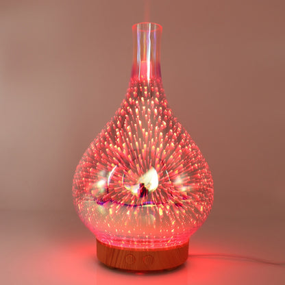 Fireworks Glass Aroma Diffuser – 3D LED Galaxy Effect & Cool Mist Humidifier