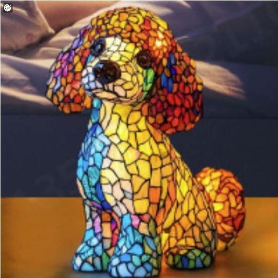 Stained Glass LED Table Lamp – Resin Sculpture