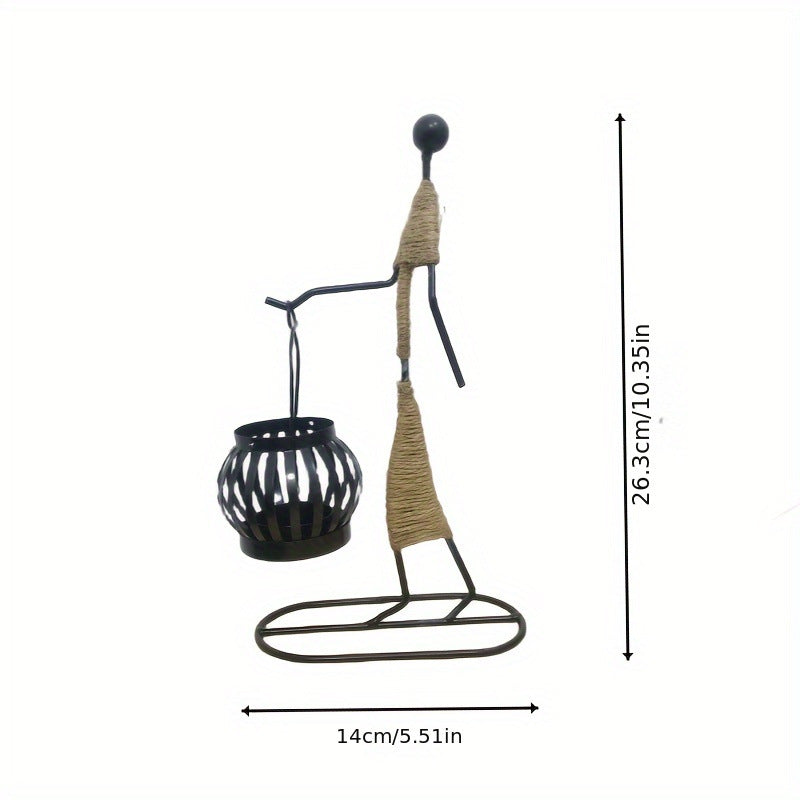 Iron Figurine Candle Lantern – Wrought Iron Tealight Holder Sculpture