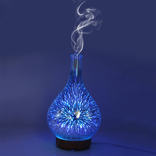 Fireworks Glass Aroma Diffuser – 3D LED Galaxy Effect & Cool Mist Humidifier