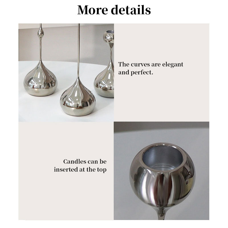 Teardrop Metal Candlestick Set of 3 – Taper Candle Holders