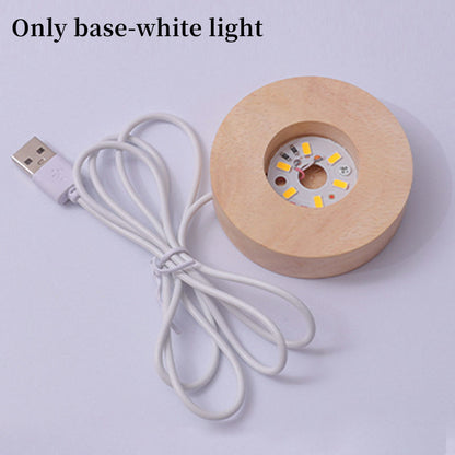 3D Laser Crystal Ball Night Light – Galaxy Scene Ambient Lamp with Wood Base