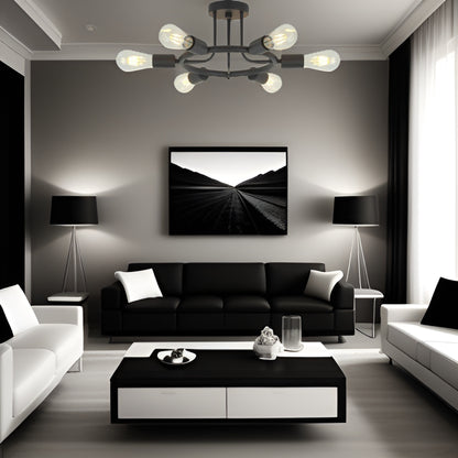 6-Light Black Sputnik Semi-Flush Ceiling Light