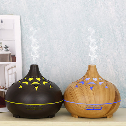 Wood Grain 122 Aroma Diffuser – 500ml Large Capacity Hollow Ultrasonic Humidifier