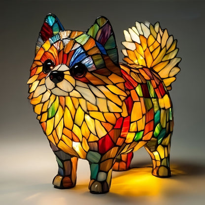 Stained Glass LED Table Lamp – Resin Sculpture