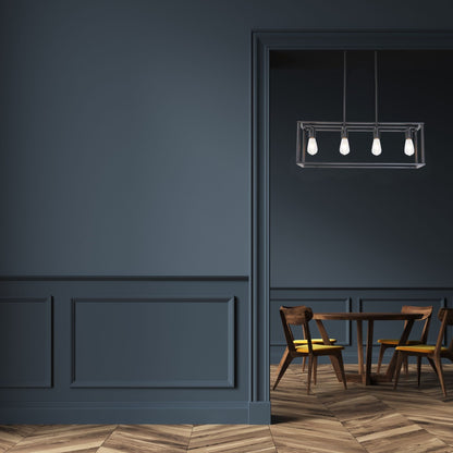 4-Light Black Linear Cage Pendant Light