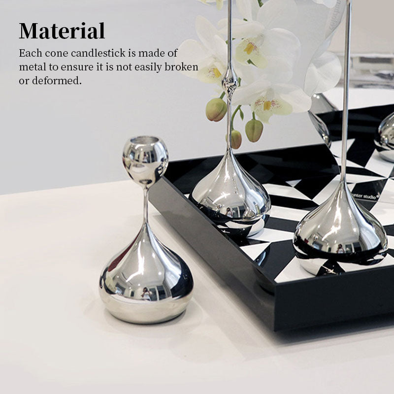 Teardrop Metal Candlestick Set of 3 – Taper Candle Holders